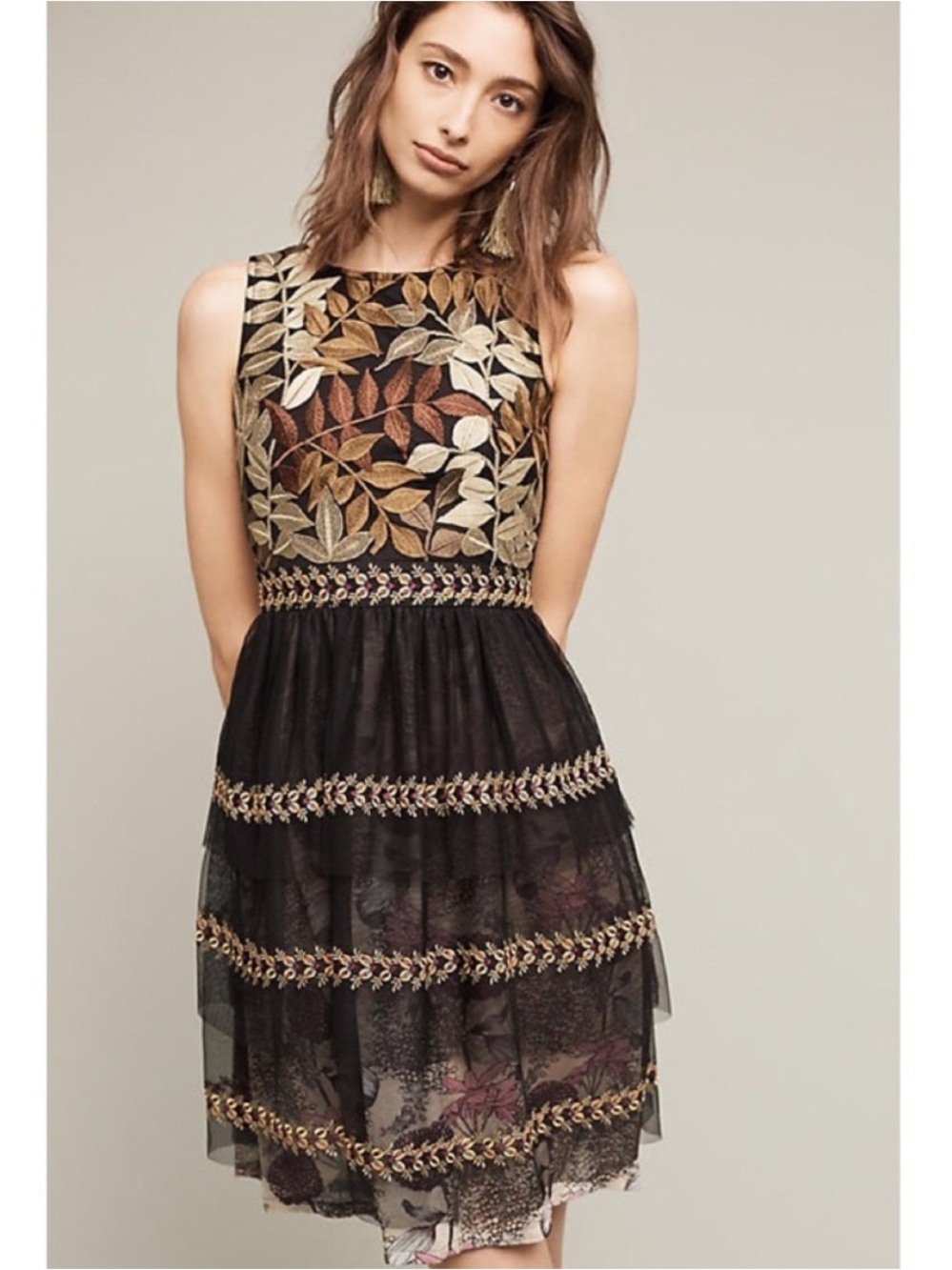 Anthropologie Varun Bahl Embroidered Vigne Dress